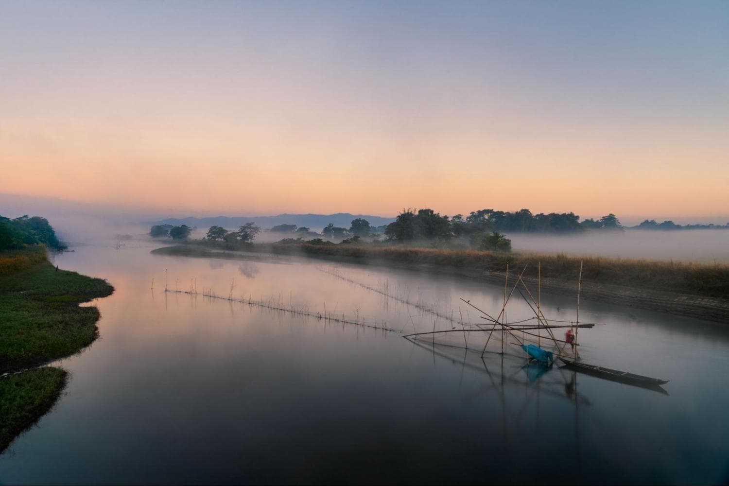 Fishing at the Brahmaputra River, Majuli