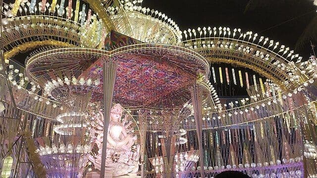 Temporary pandals made for Durga Puja
