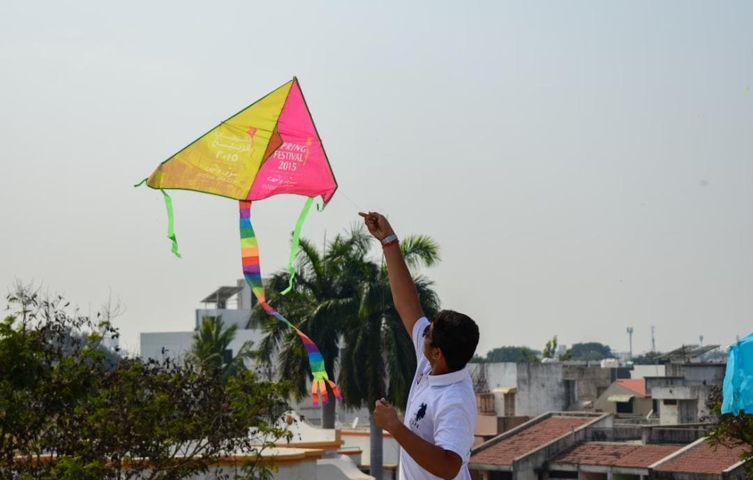Kite flying from terrace