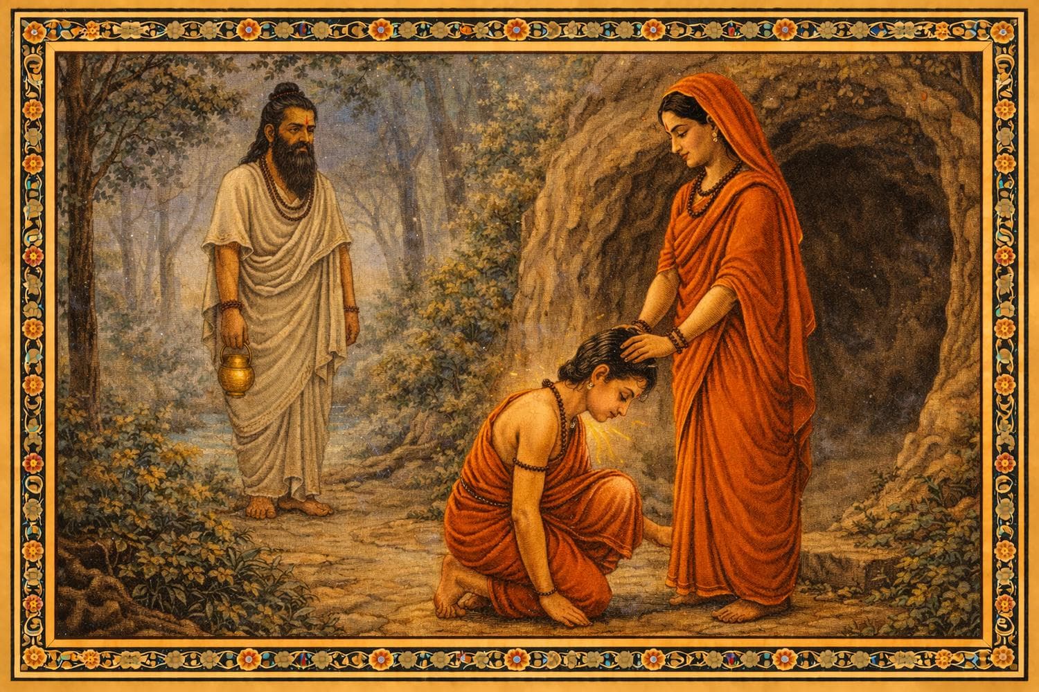 Vyasa receives his mother’s blessings before departing (Reimagined with AI)